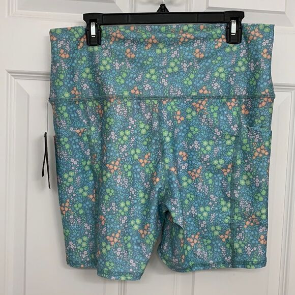 Evolution & Creation size 1X floral biker shorts/athletic shorts w/side pockets - Picture 1 of 8